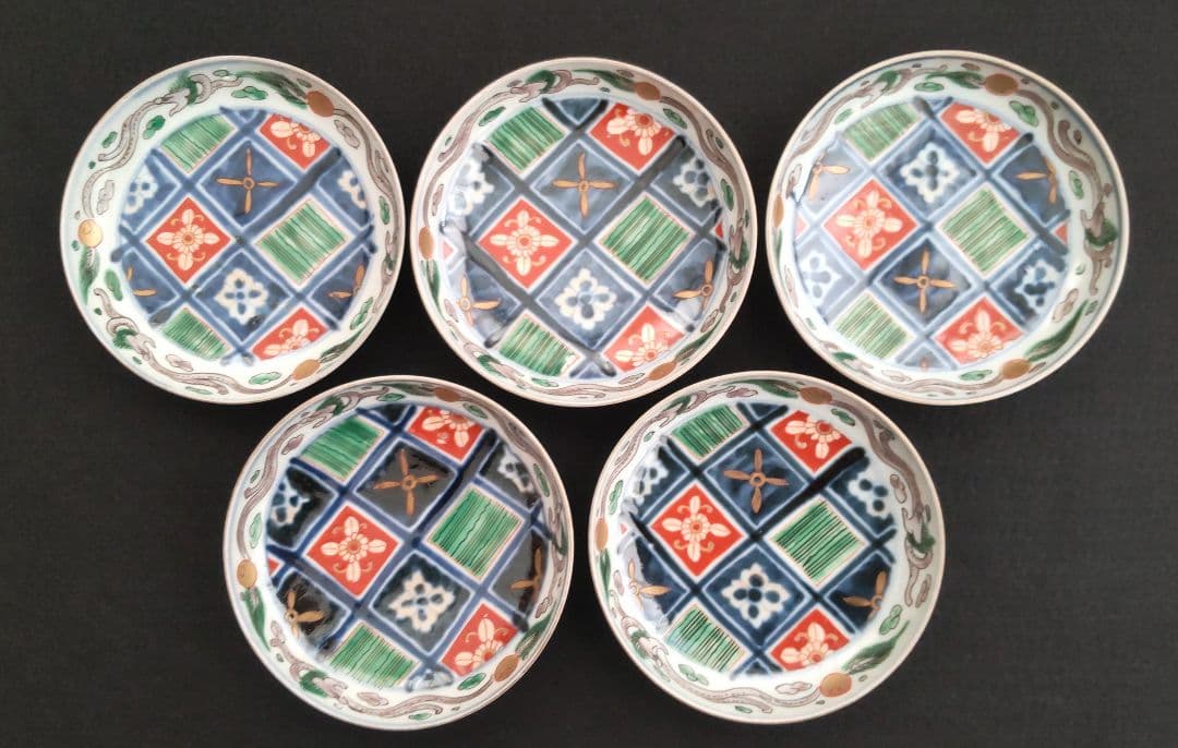 古伊万里　色絵　上手　小皿　５客