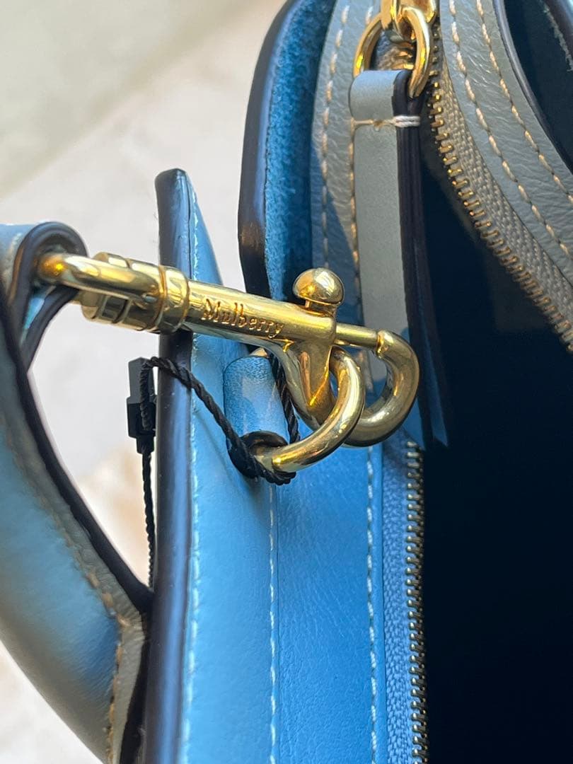 【新品未使用】マルベリー　ミニ ジップド ベイズウォーター　ポプリンブルー