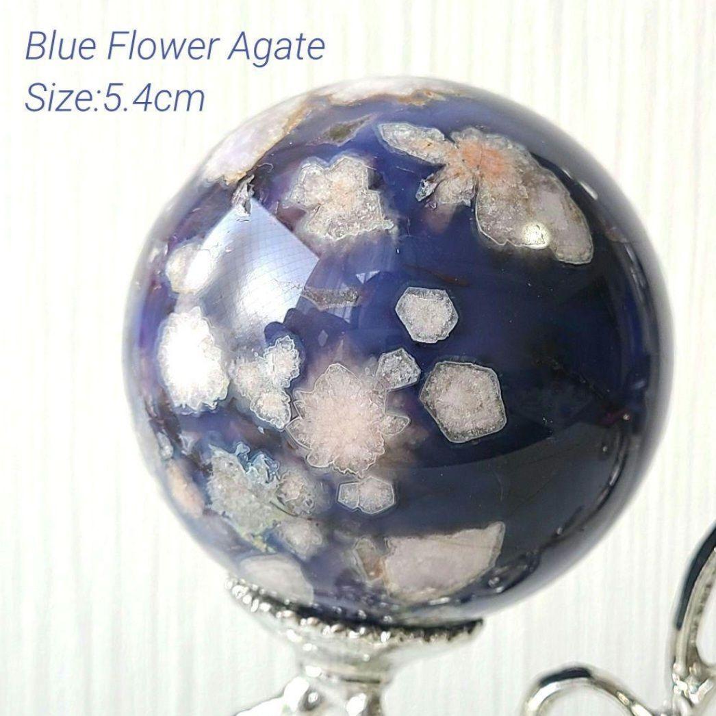 ブルーフラワーアゲート　桜瑪瑙　スフィア　丸玉　原石　ディスプレイ　コレクション
