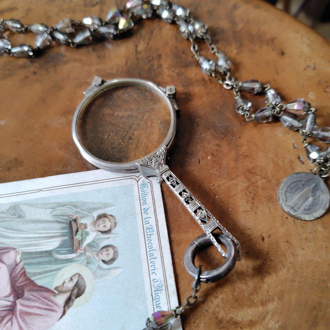 ルーペ付き　アンティークロザリオネックレス　匿名配送