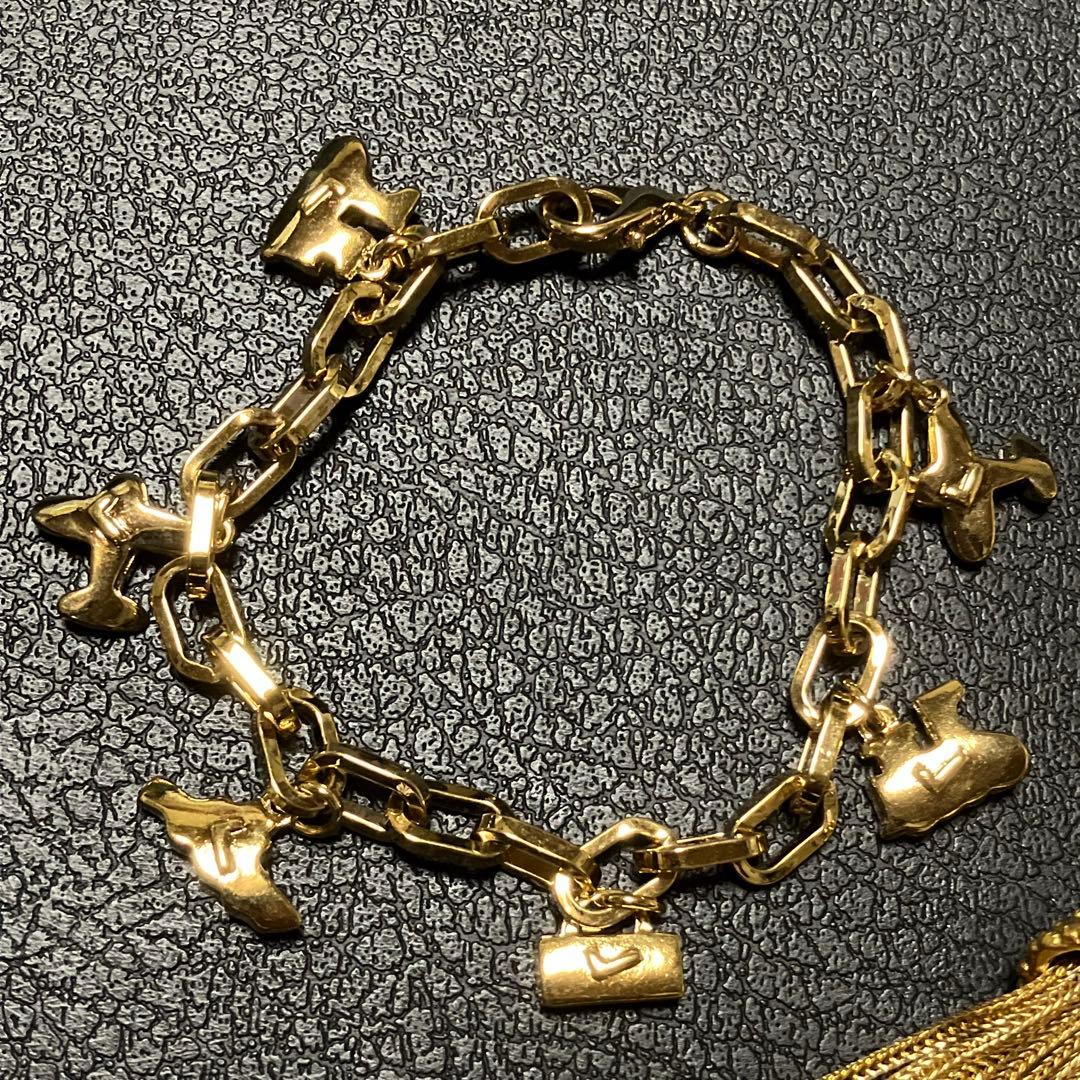 美品 ランセル ブレスレット ジョコンダ フリンジ ブローチ ゴールドカラー