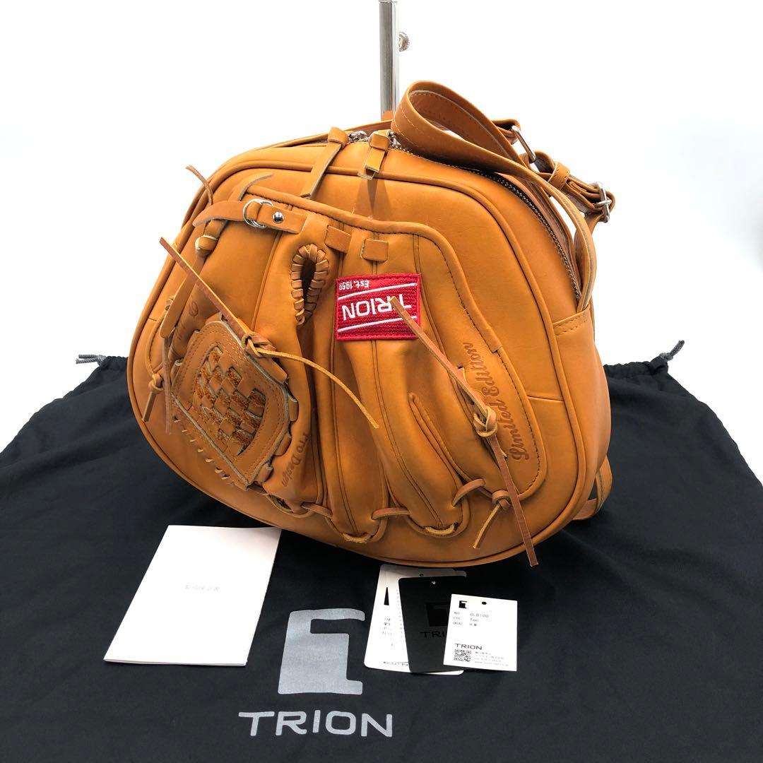TRION グローブデザイン ショルダーバッグ レザー 本革 キャメル