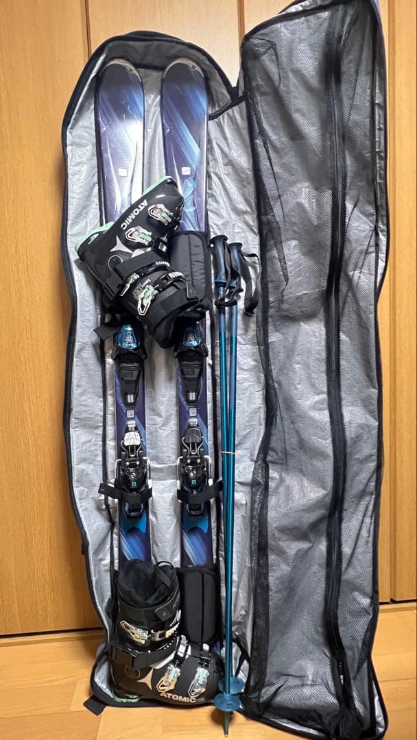 Salomon スキー板・ストック + Atomic ブーツ＋収納バッグ