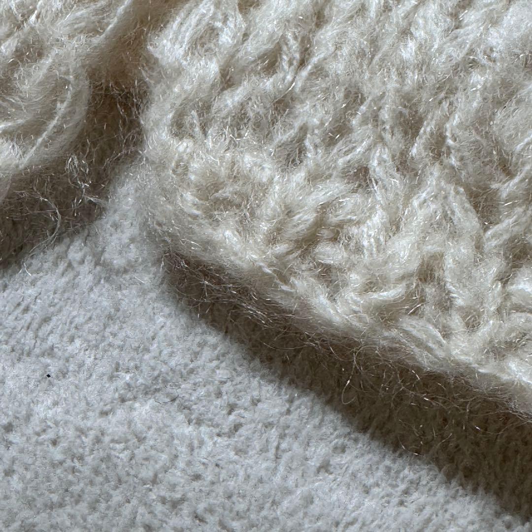 ウィムガゼット　モヘヤニットカーディガン　ローゲージ　ウール　ロング　白