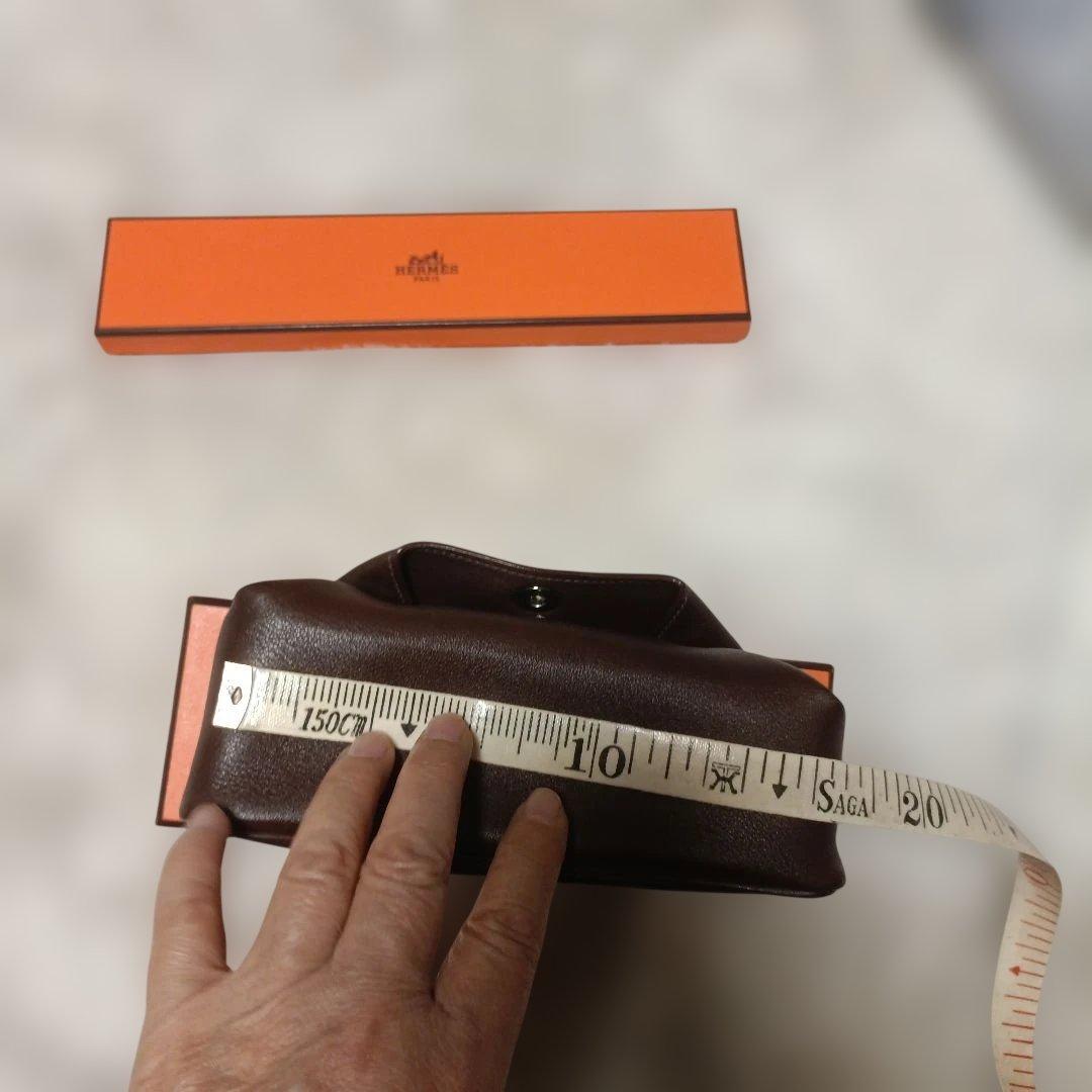 エルメスブラウンレザー 筆箱 ペンケース　メガネケース
