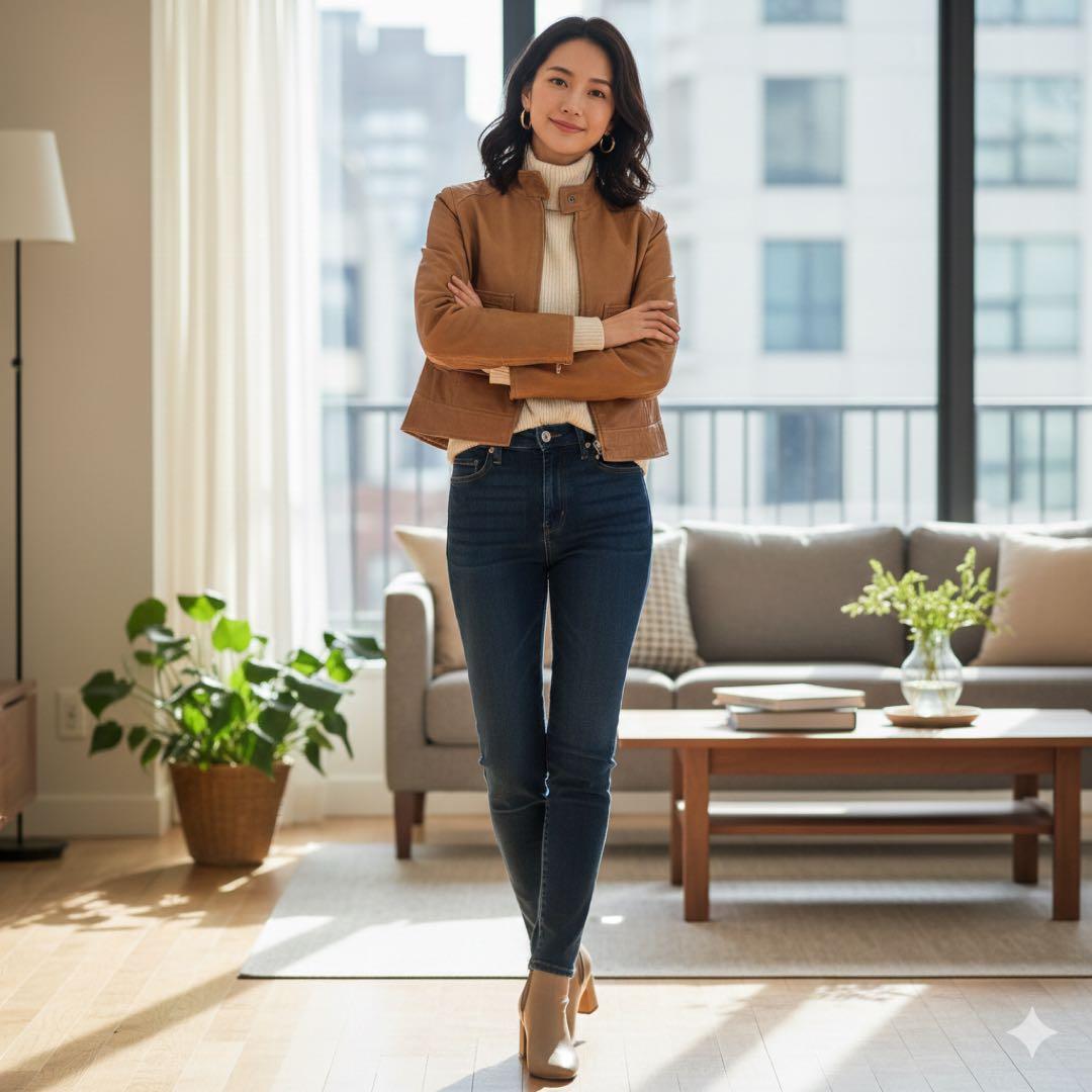 美品　マックスマーラ　本革レザー　シングルライダースジャケット　高級　42