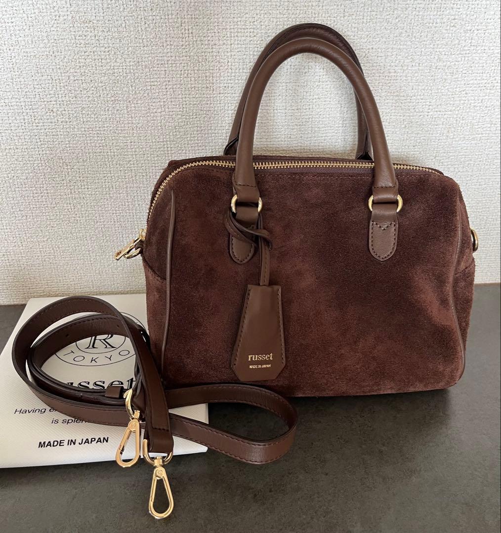 russet ラシット スエード2WAYミニボストンバッグ ダークブラウン