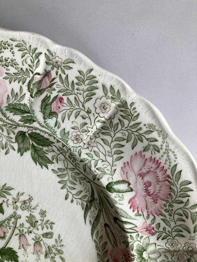 クレイユモントロー　薔薇の花籠のデザートプレート　19世紀　フランスアンティーク