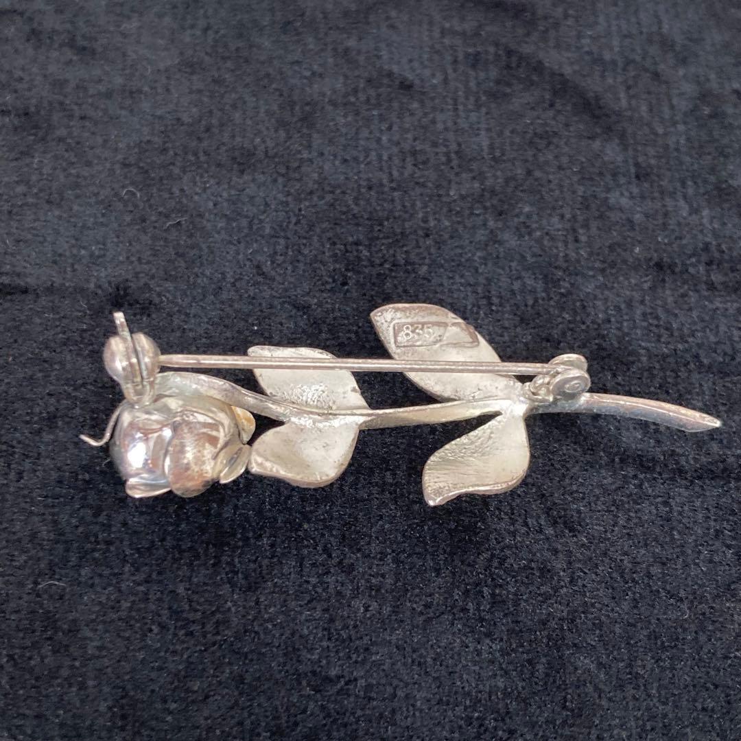 銀　シルバー　ブローチ　薔薇　ドイツ　アンティーク