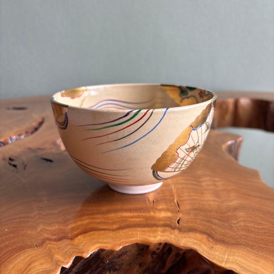 清栄寺窯 京焼 鶴 松梅 抹茶碗 茶道具 桐箱