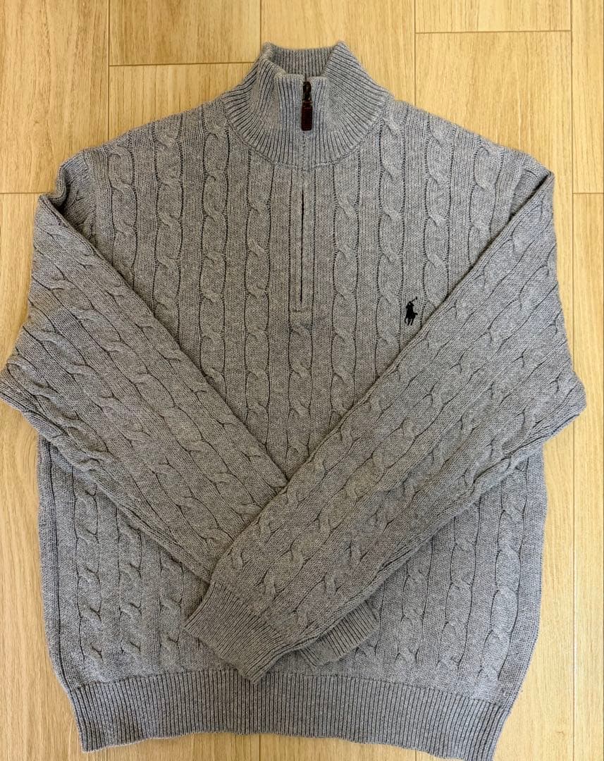 ポロラルフローレン ハーフジップ ケーブルネック グレー Lサイズ