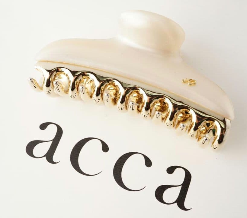 acca アッカ ヘアヘアクリップ ラージ 大 パールホワイトベージュ＆ゴールド