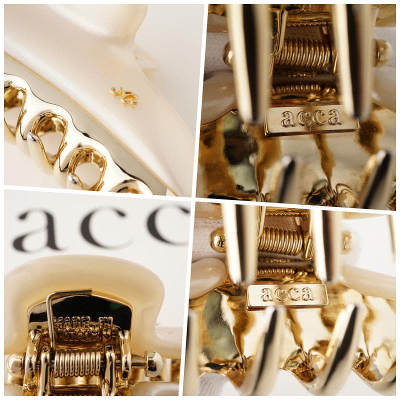 acca アッカ ヘアヘアクリップ ラージ 大 パールホワイトベージュ＆ゴールド