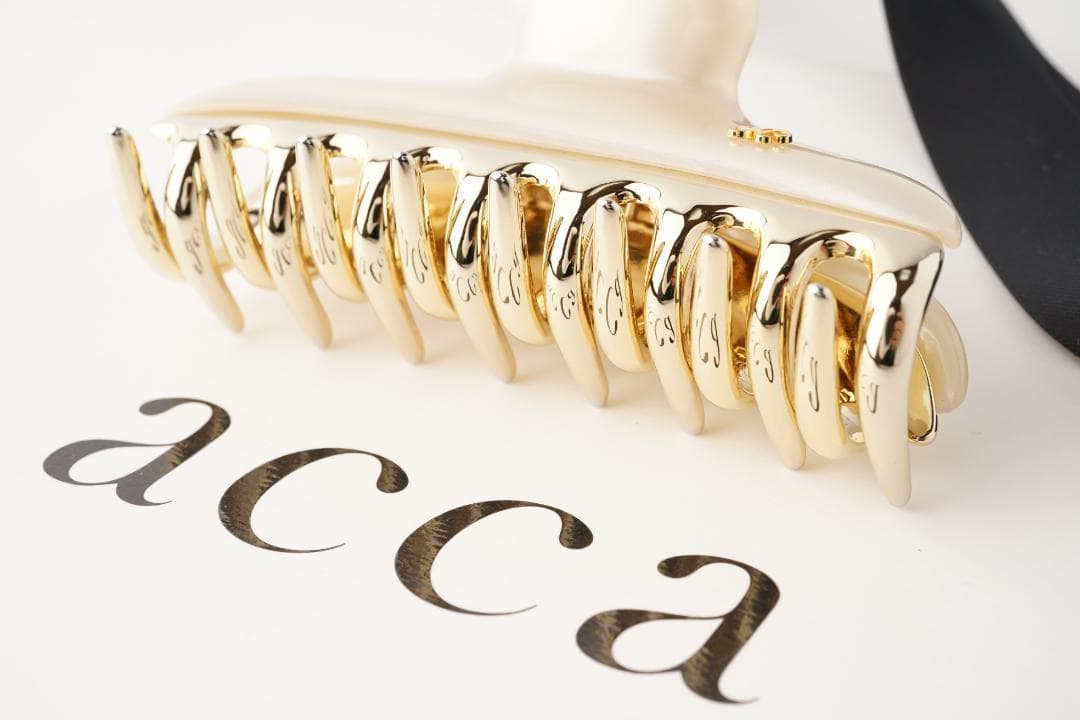 acca アッカ ヘアヘアクリップ ラージ 大 パールホワイトベージュ＆ゴールド