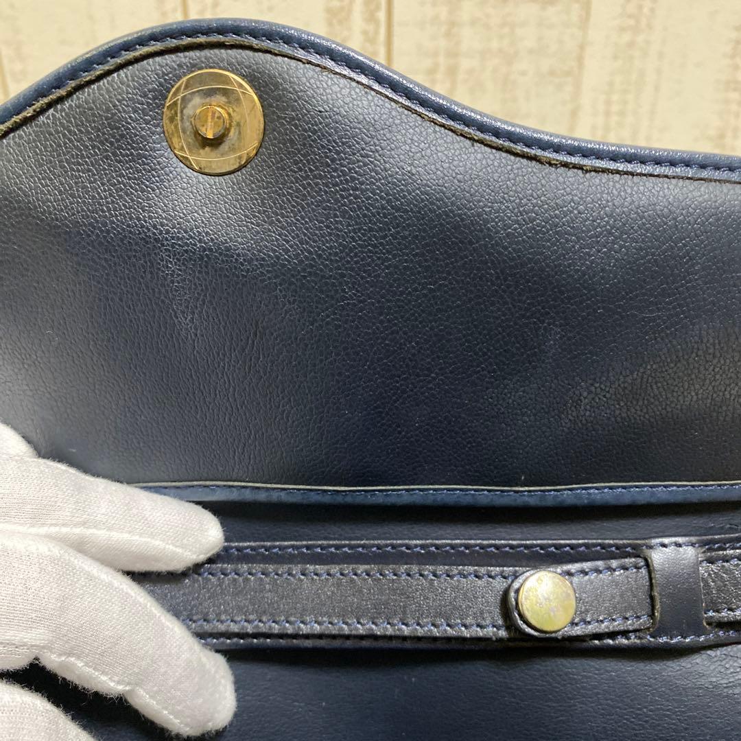 Christian Dior レザーバッグ ネイビー CDロゴ