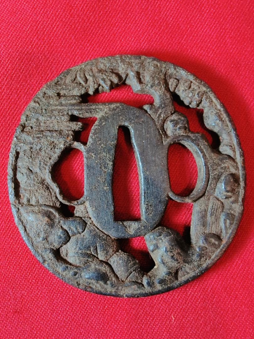 鍔 無銘 鉄鐔 人物図 拵 日本刀 刀装具 骨董 古美術 江戸時代