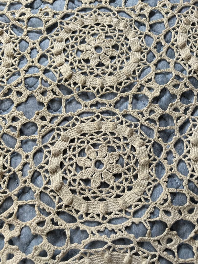 LEO　　　☆フランスアンティーク　フリンジ付きレースカバー☆