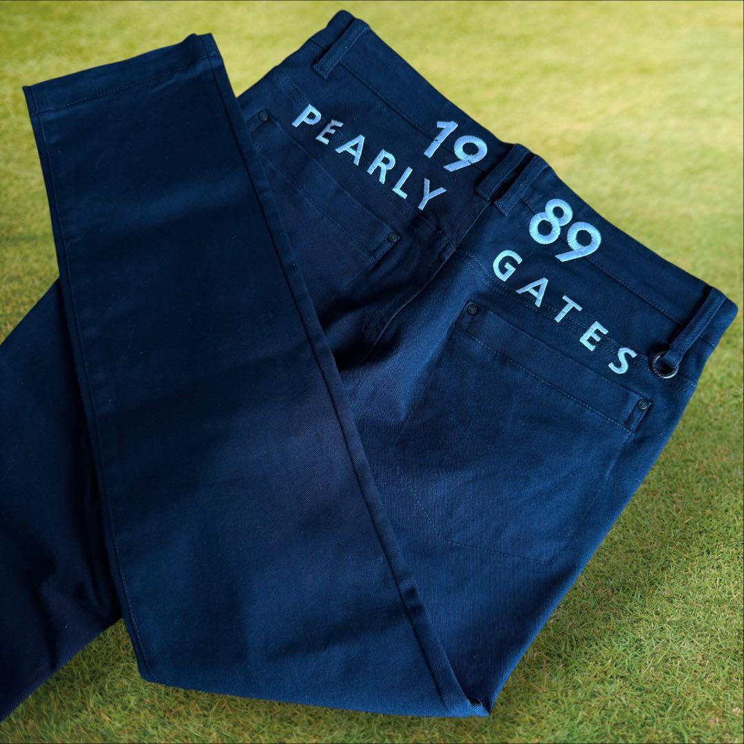 パーリーゲイツ　パンツ　M〜L相当　紺　濃紺　ネイビー　コットン素材　生地厚