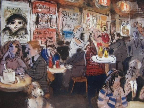 増田　誠【カルチェラタンのカフェ】希少画集画、状態良好、人気作家