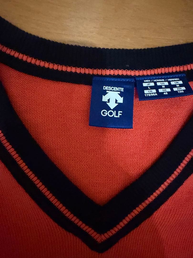DESCENTE ゴルフ セーター Lサイズ オレンジ