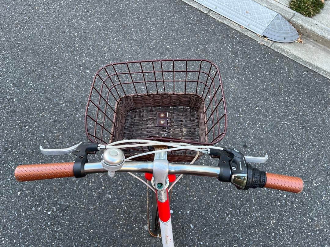 TOPONE 24インチ 自転車 赤 前カゴ付き 6段変速