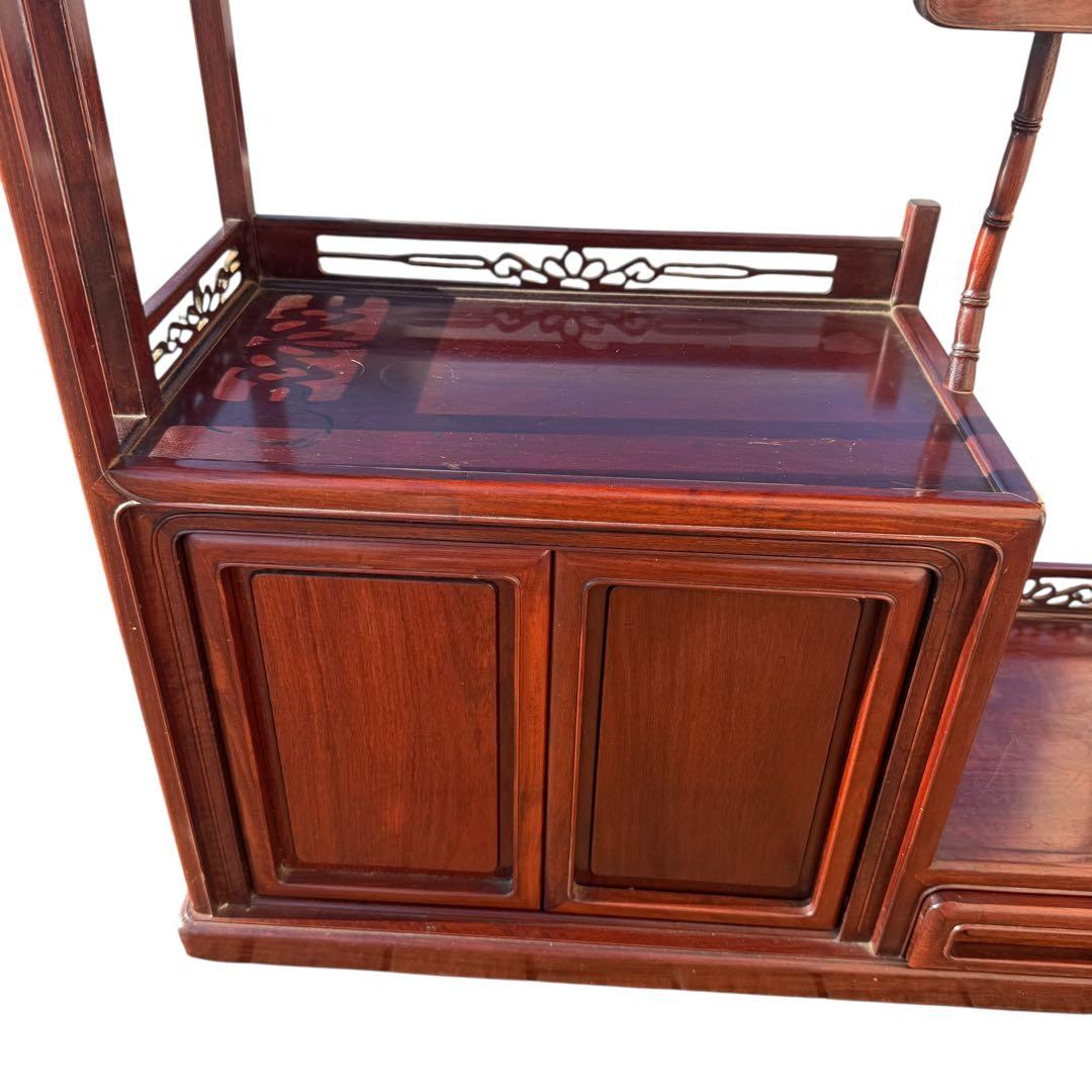 唐木家具 飾り棚 和モダン 違い棚 収納付き 昭和レトロ