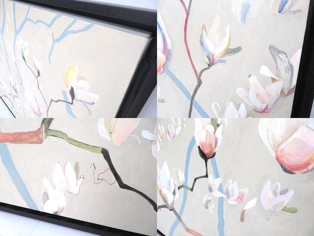 真作保証　荻野 夕奈　白木蓮　油彩　油絵　アート　芸術　絵画