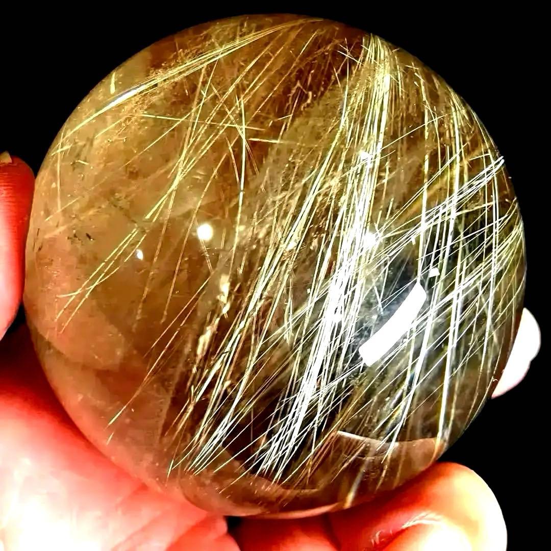 超大玉　62mm ゴールドルチルクォーツ　金針水晶　パワーストーン