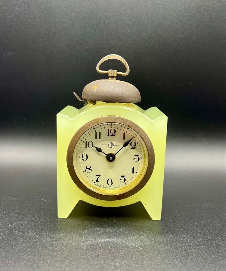 ウランガラス　精工舎　目覚まし時計　置時計　SEIKOSHA 和ガラス　レトロ