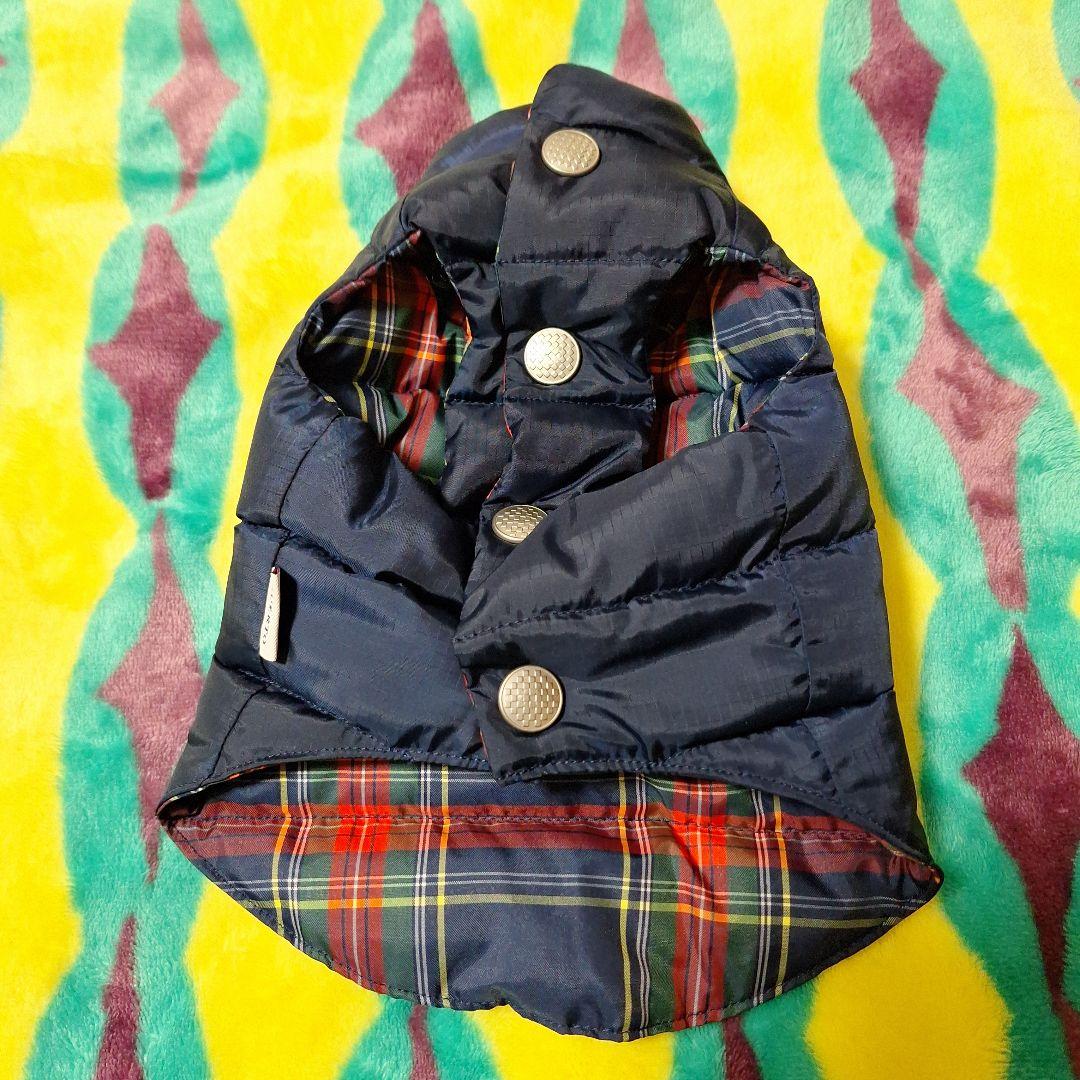 プエルト　ダウンベスト PUERTO チェック柄犬服 ネイビー/レッド
