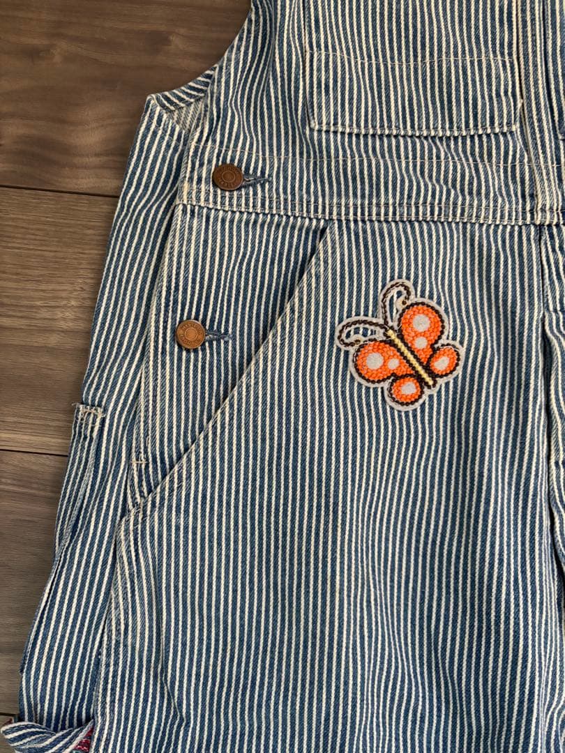 ビンテージヒステリックグラマーヒッコリーオーバーオール刺繍ワッペンストライプ