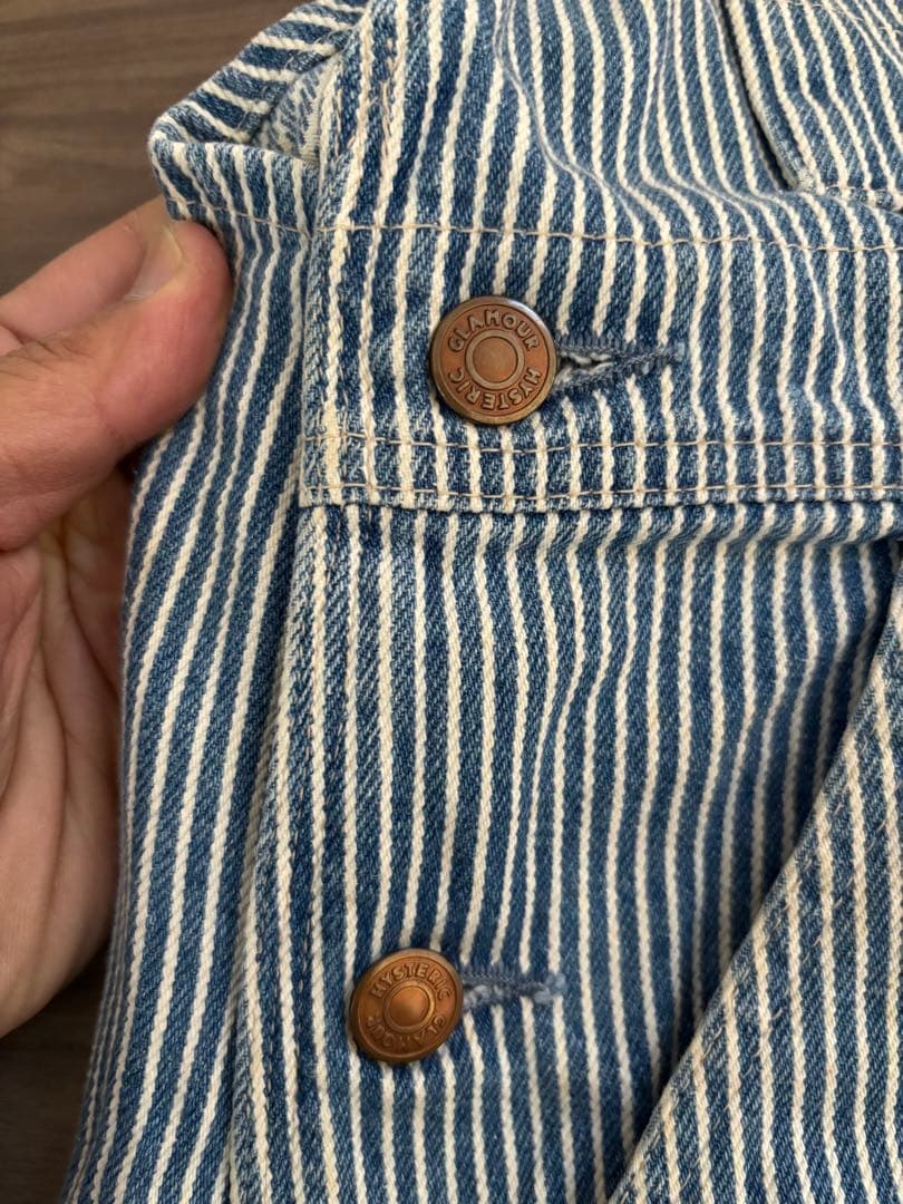 ビンテージヒステリックグラマーヒッコリーオーバーオール刺繍ワッペンストライプ