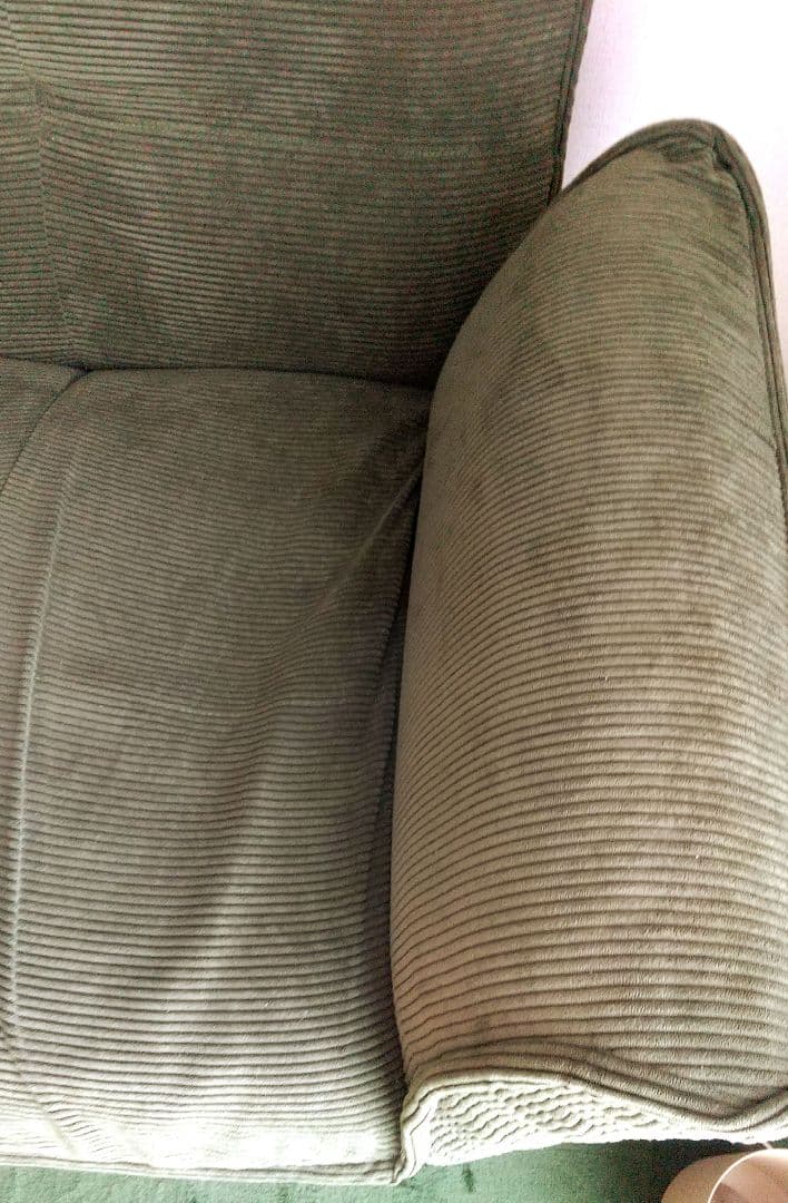 【送料込】グリーン リクライニングソファ 角度調整、脚取り外し可能