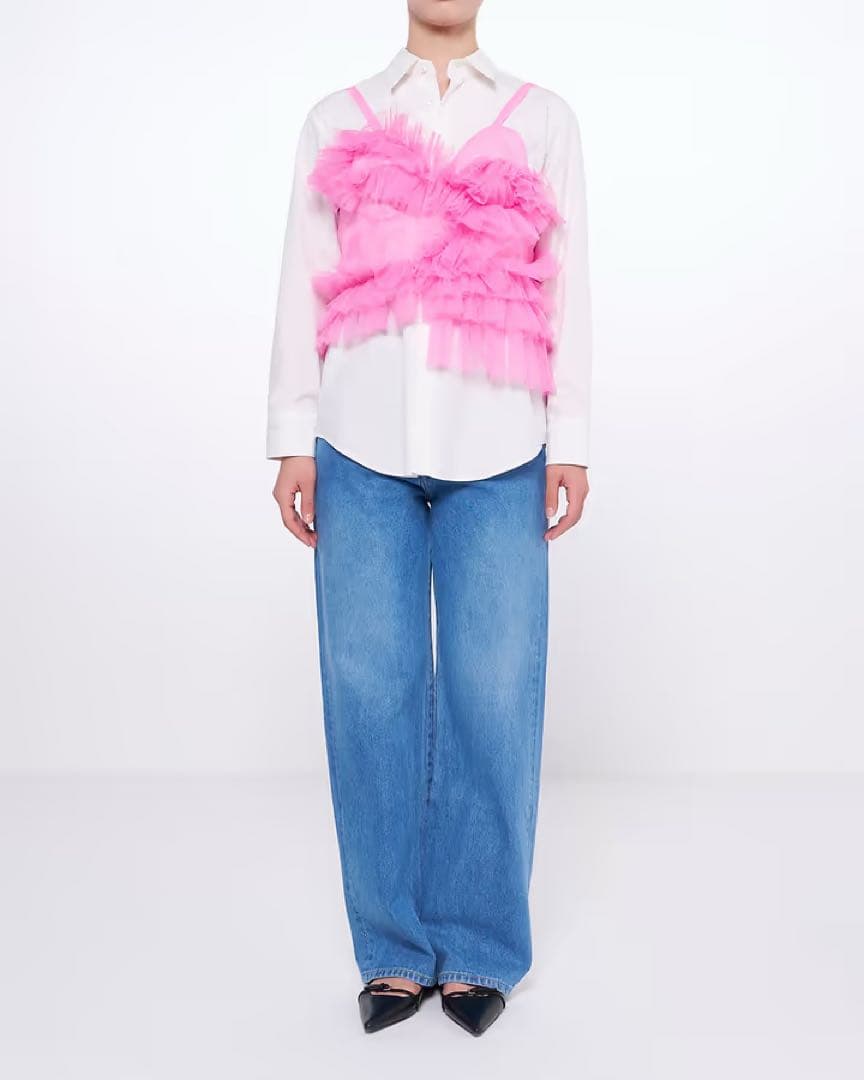 VIVIANO ヴィヴィアーノ Ruffle Tulle Bustier ピンク