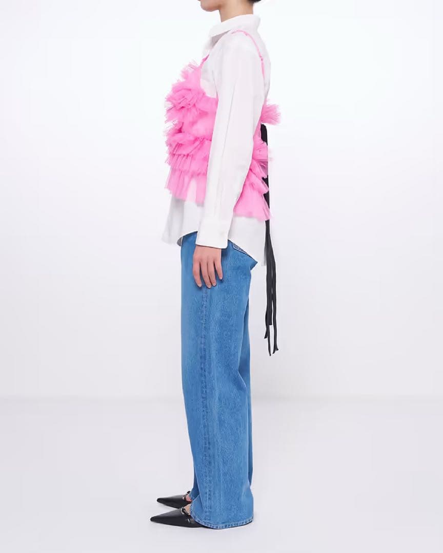 VIVIANO ヴィヴィアーノ Ruffle Tulle Bustier ピンク