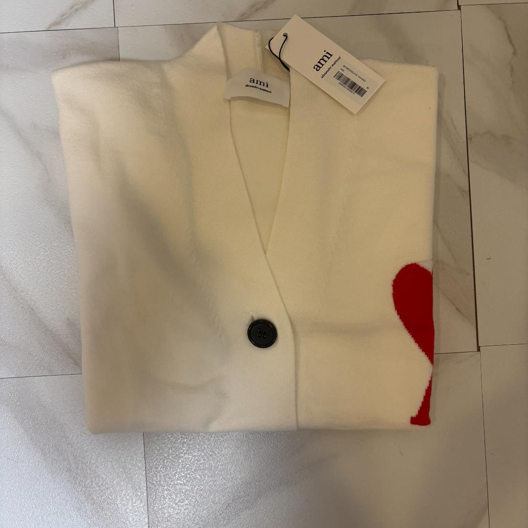 Ami Paris アミパリス ハートロゴ カーディガン 白 M