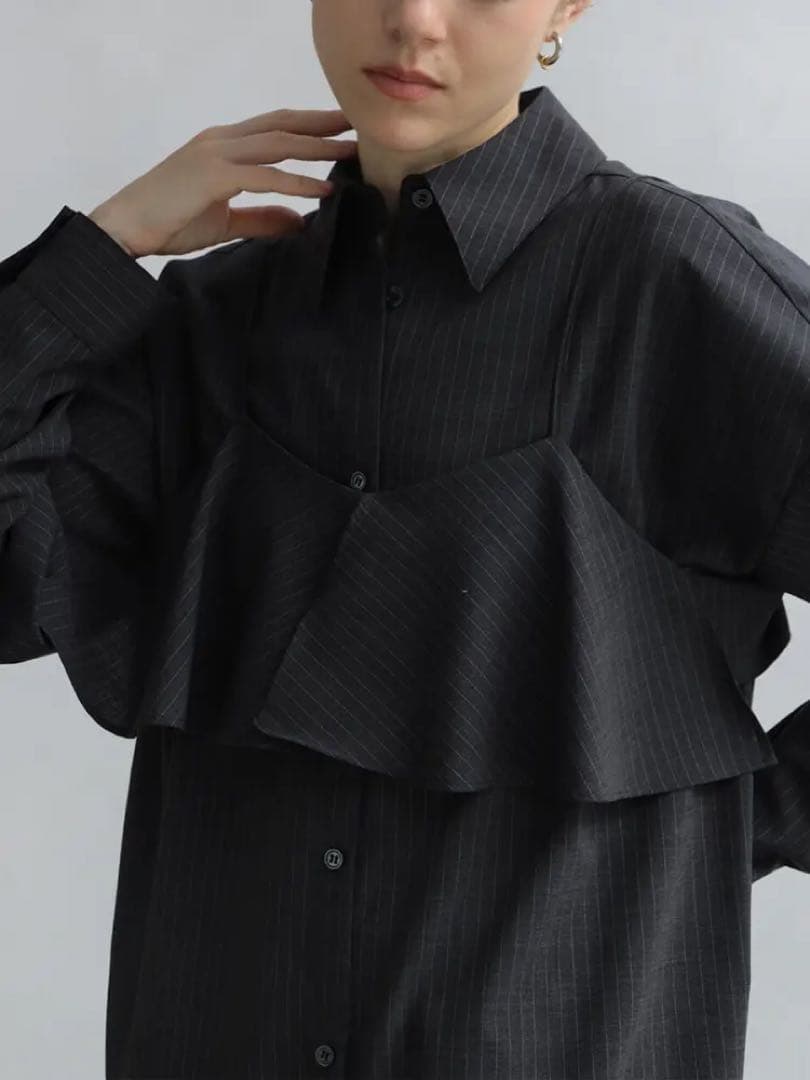 Aga マニッシュストライプアンサンブルシャツ
