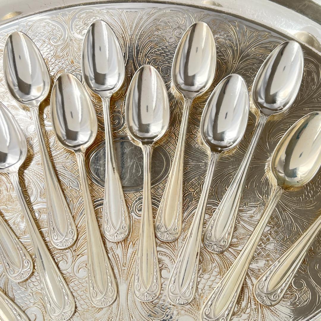 【仏蘭西】 レリーフ コーヒースプーン 12本【シルバープレート】アールヌーボー