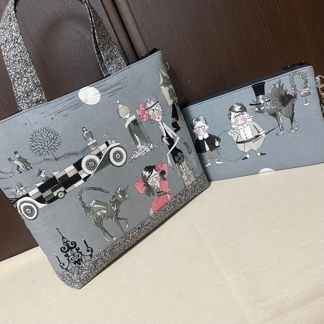 ♡ガストリー家族の再会グレー系で2個♡ハンドメイド　アレキサンダーヘンリー