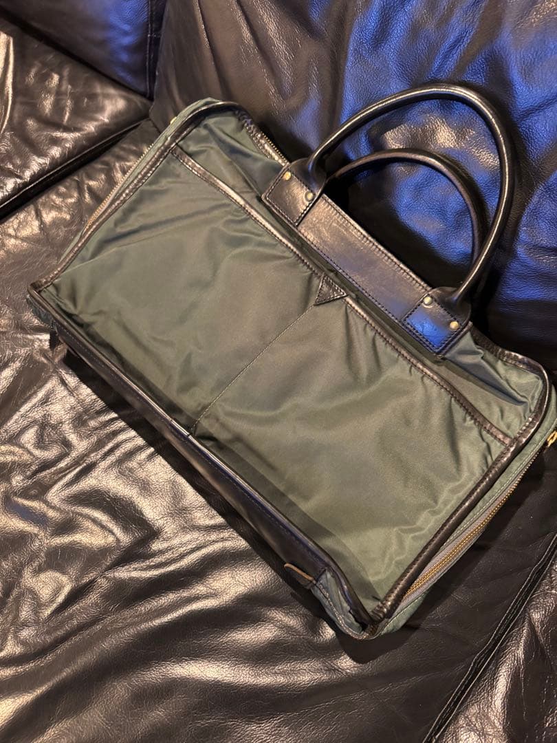 Felisi ダークグリーン ビジネスバッグ ナイロン レザー