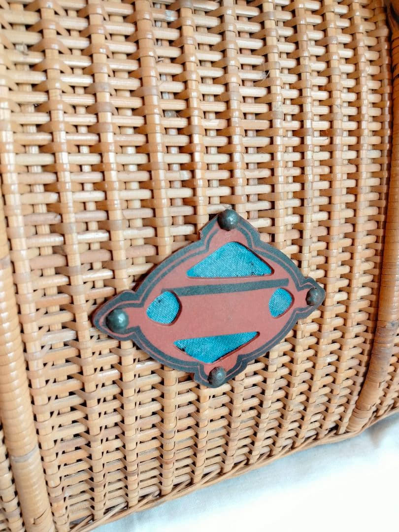 古道具　煎茶籠　籘かご　ピクニックバスケット ナチュラル　ヴィンテージ
