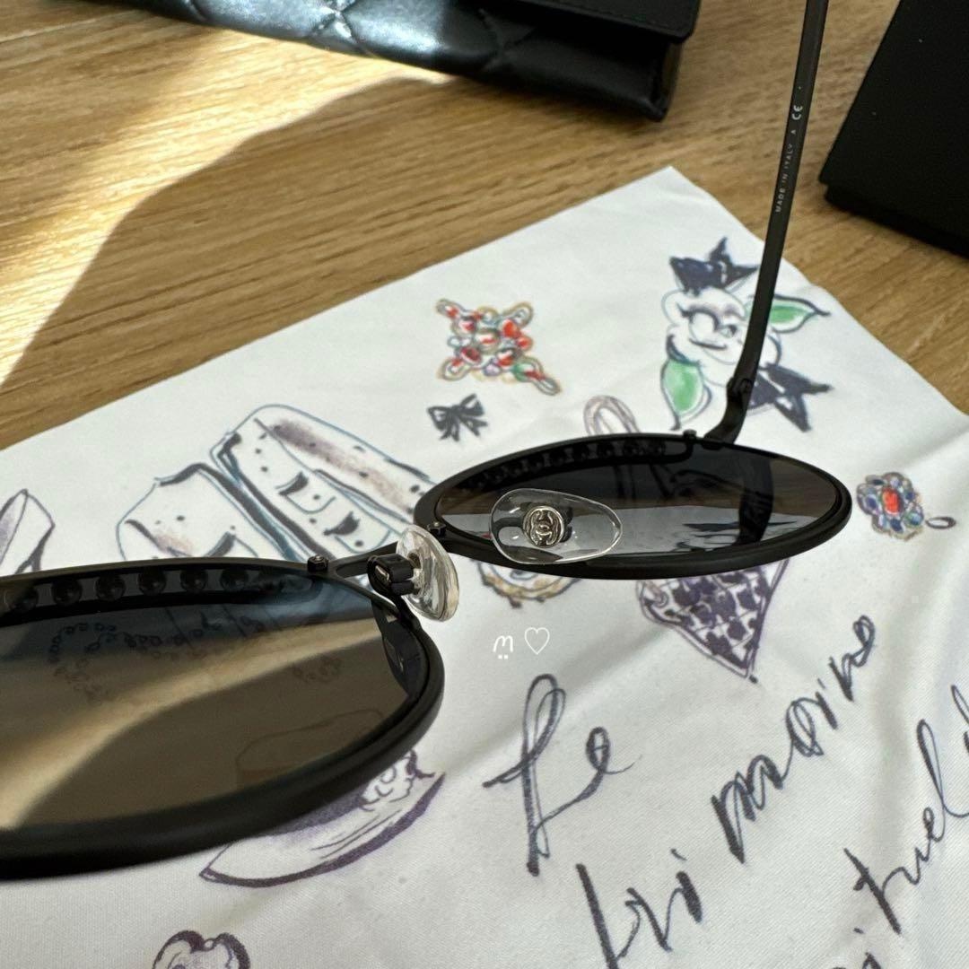 CHANEL　シャネル　パールサングラス　ココマーク　アイウェア　ブラック