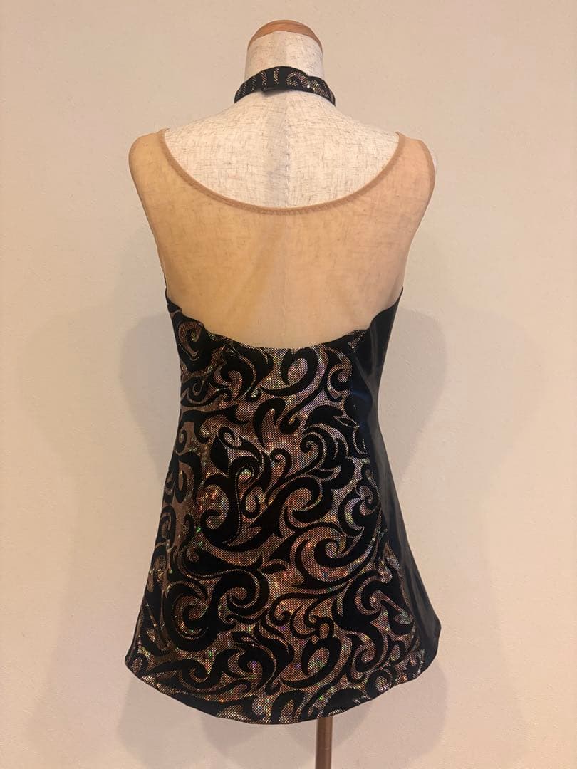 140ダンス衣装　黒×ゴールド　ワンピース