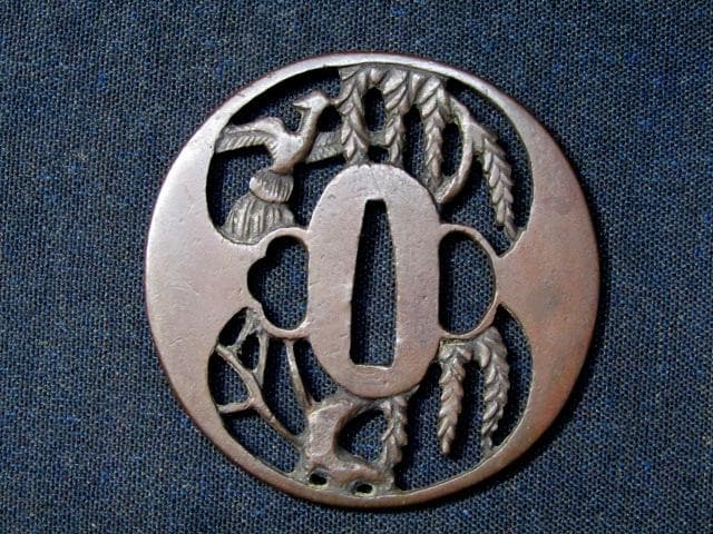 ★武具　刀装具　刀　脇差　透かし銅鍔　鏡師　江戸末期　箱付★