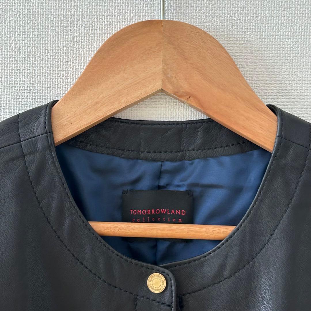 TOMORROWLAND ライトセミベジタブルレザー ノーカラージャケット