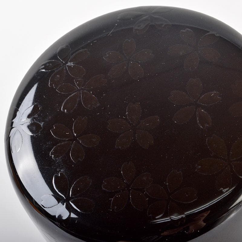 茶道具　山中塗　中村宗悦作　夜桜闇蒔絵　大棗　共布共箱　V　R6536