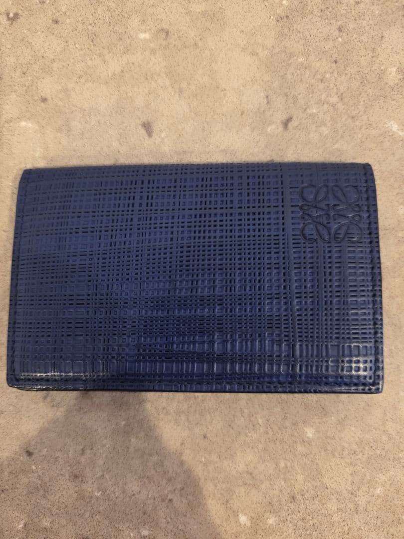 LOEWE ネイビー 型押しレザー 名刺入れ