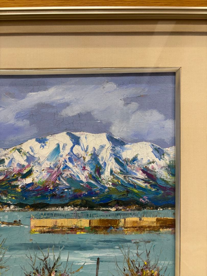 田中均　風景画 油絵　雪の比良　８号