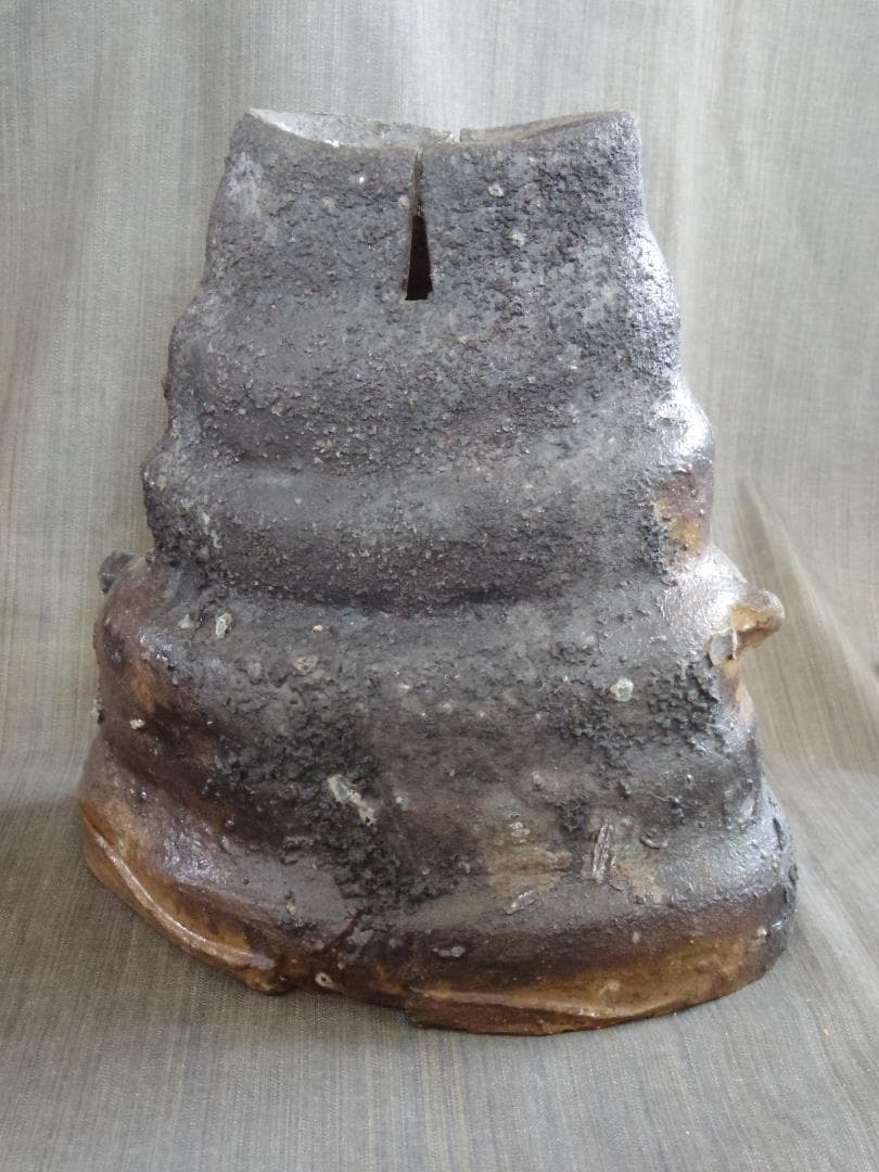 入手困難★ジェフ・シャピロ【師：伊勢崎淳】焼き締め扁壺★共箱★ニューヨーク