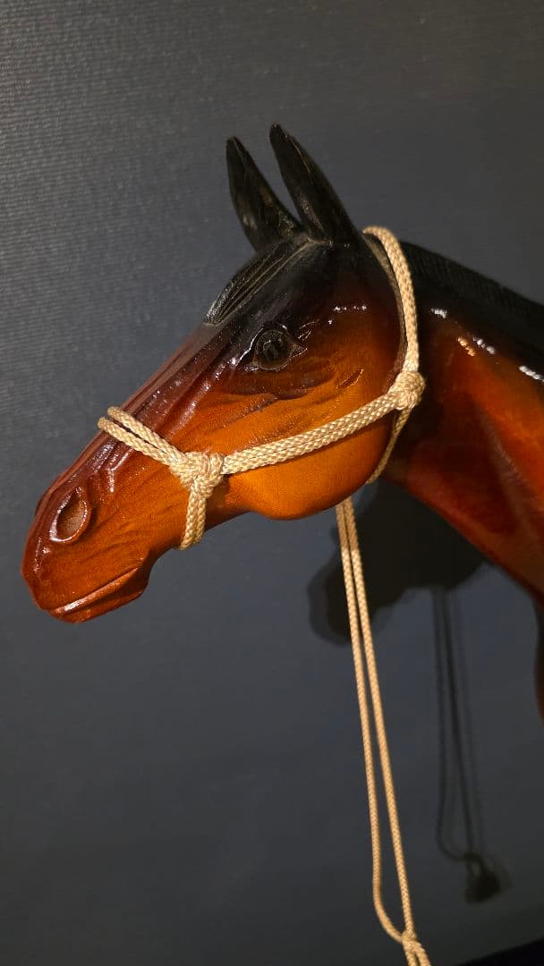 ​【元値43万】ド迫力！特大 木彫り馬 サラブレッド 置物 北海道民芸品 25号